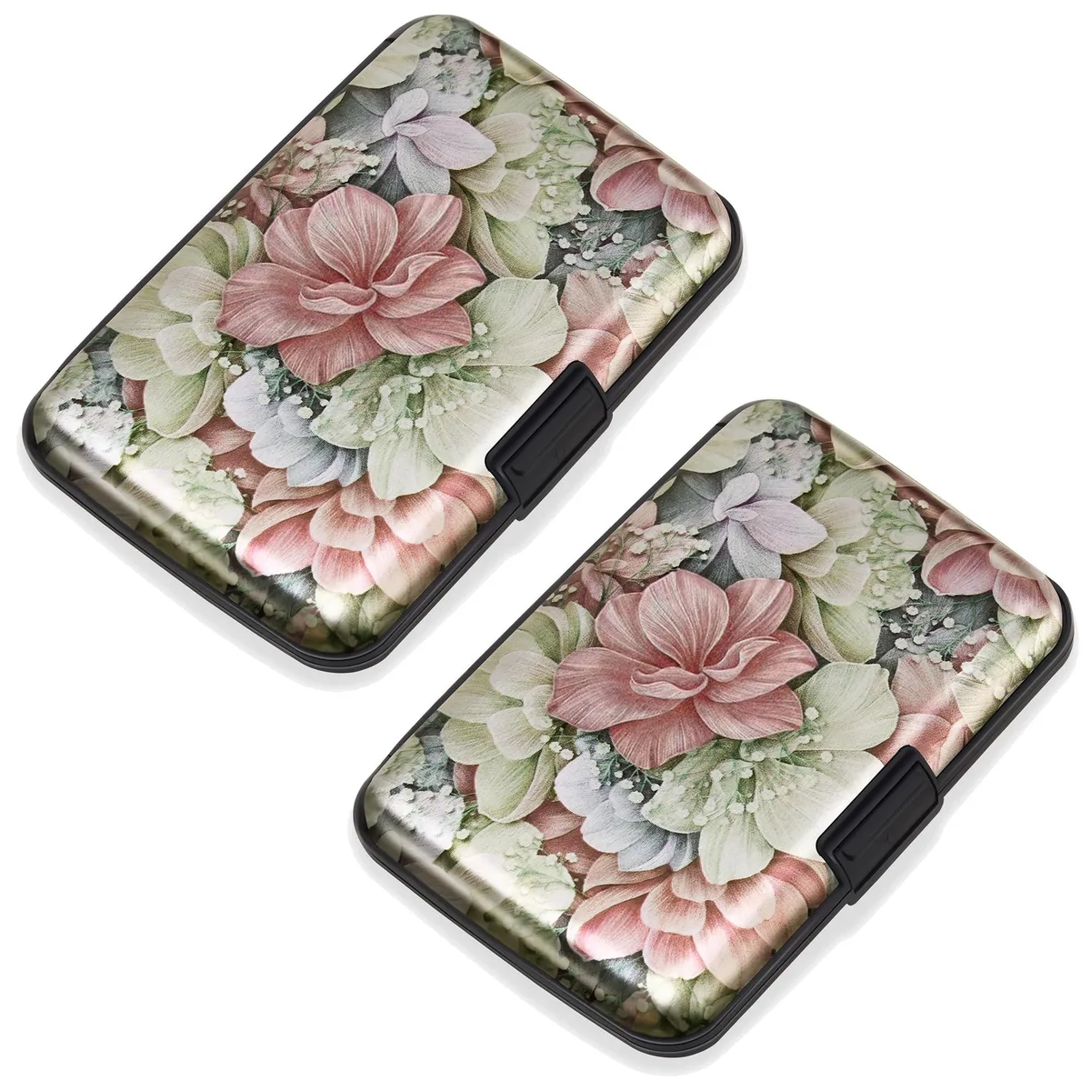 Mayski 18mkdz0819hf-2p RFID wallet 2-pack Flower 7 slots 4.3" x 2.7" x .6 — product photo