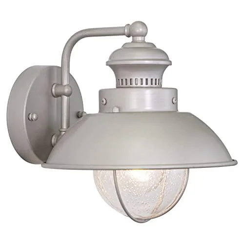 Brushed nickel wall sconce with clear seeded glass shade, 8 inch coastal style