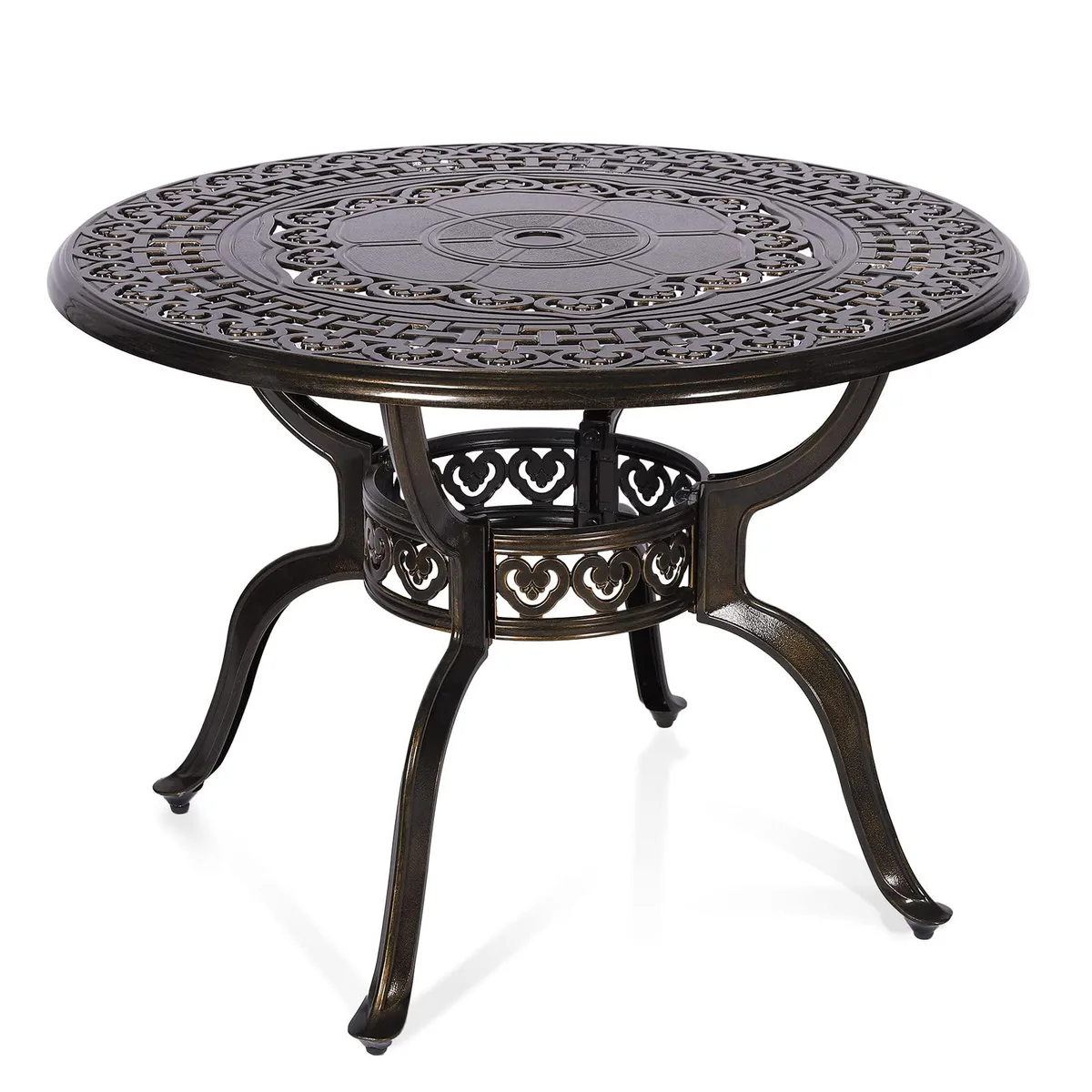 MEETWARM MEETWARM 38.5" Round Patio Dining Table Dark Bronze — product photo