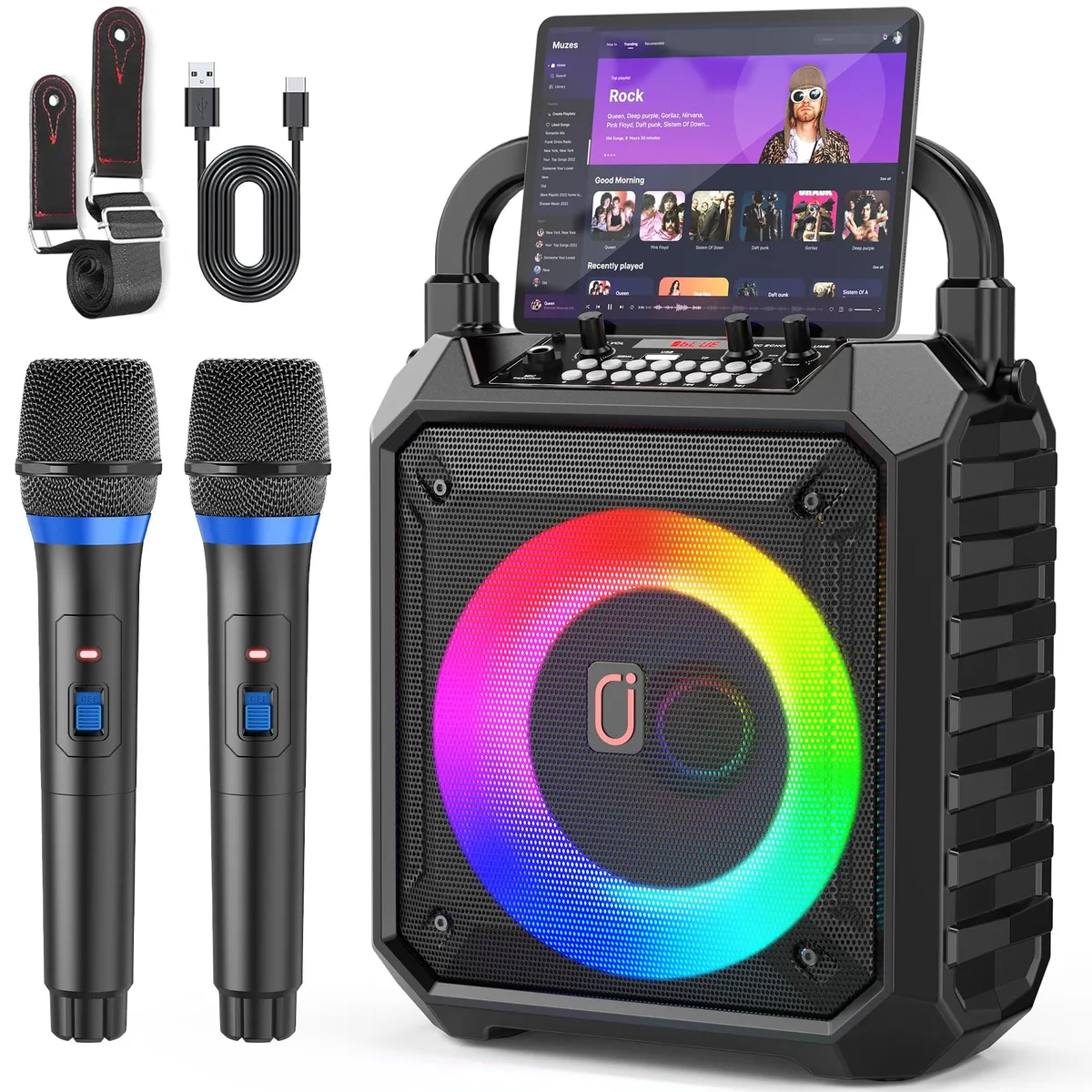 JYX T17T Karaoke System 30W 6.5" 6500mAh 2 Wireless Mics — product photo