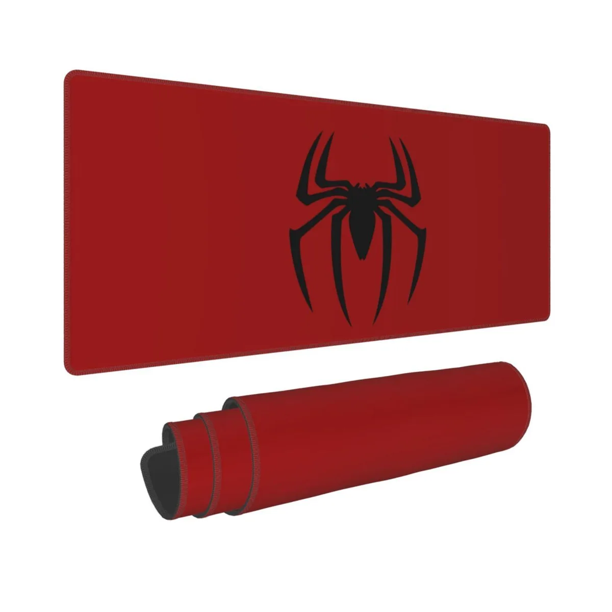 Rectangular fabric mouse pad with red spider pattern, rubber base, 11.8 by 23.6 inches
