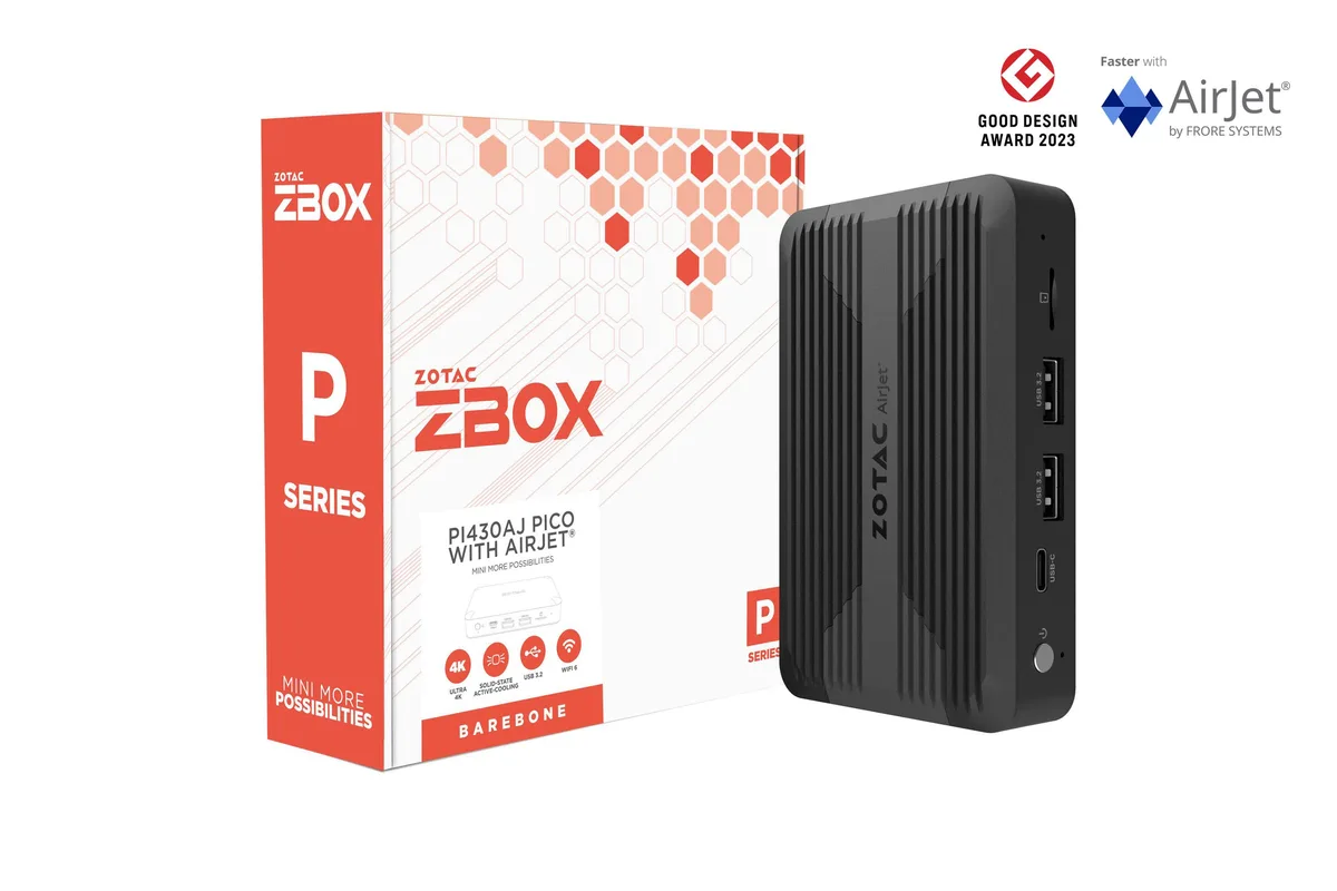ZOTAC ZOTAC ZBOX-PI430AJ-GLB barebone mini PC, Intel Core i3-N300, 8GB LPDDR5, no storage — product photo