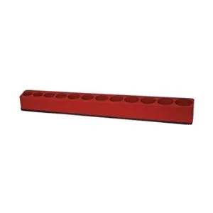 Red magnetic socket tray with 24 posts in two rows