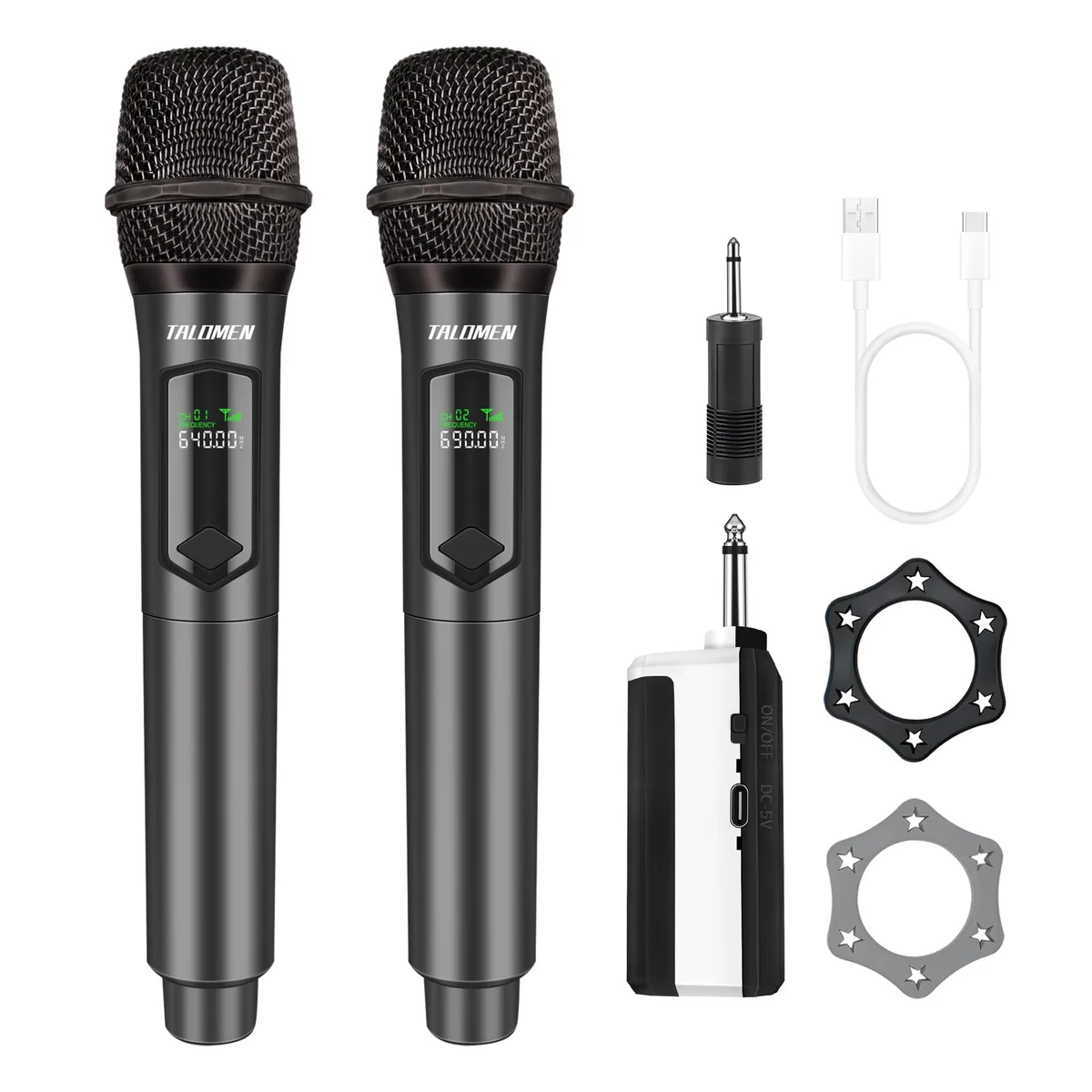 talomen K60-2 Wireless Dual Handheld Microphone System 160 Ft Range — product photo
