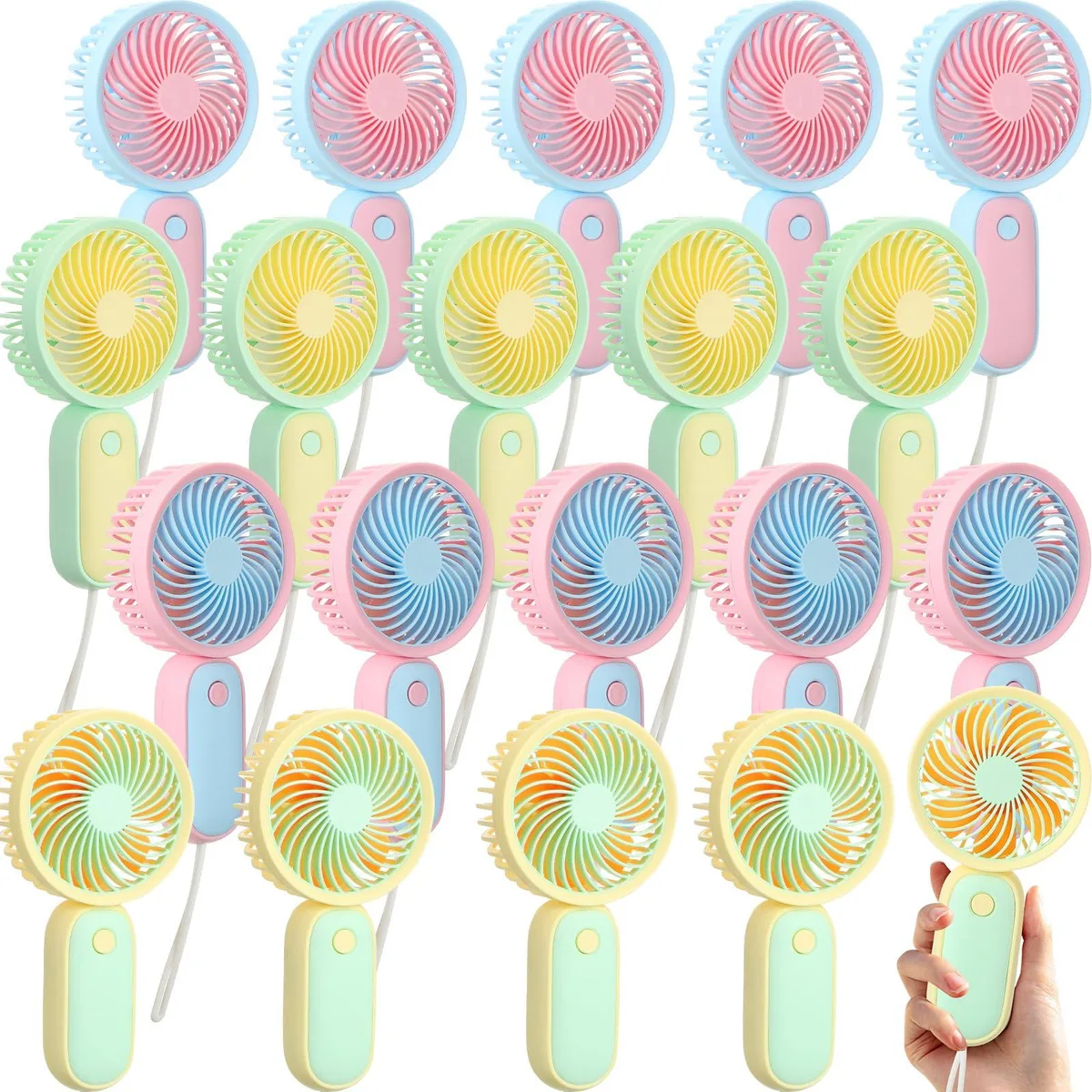  Tujoe 20 Pcs Mini Handheld Fan USB Rechargeable 4 Colors — product photo