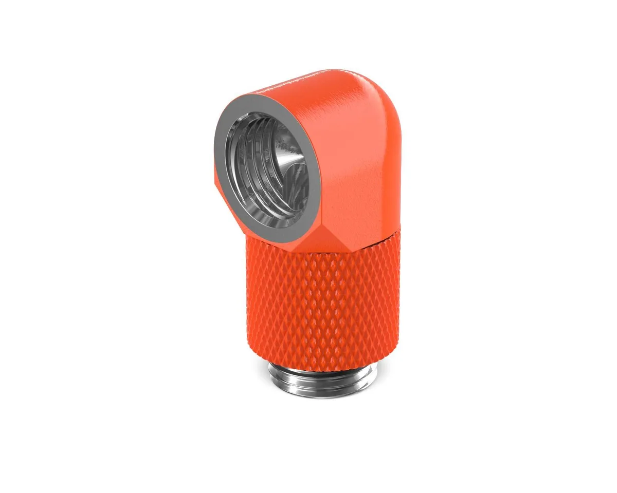 PrimoChill PrimoChill G1/4 90° Rotary 15mm Elbow Fitting UV Orange — product photo