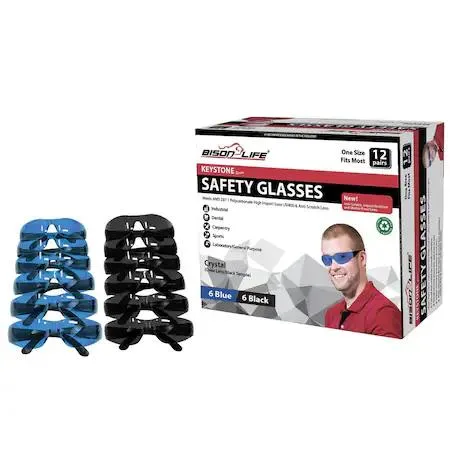 BISON LIFE BISON LIFE BL-KSSG1-CLBT-BLBK-12 Keystone Safety Glasses Anti-Scratch 12 pairs — product photo