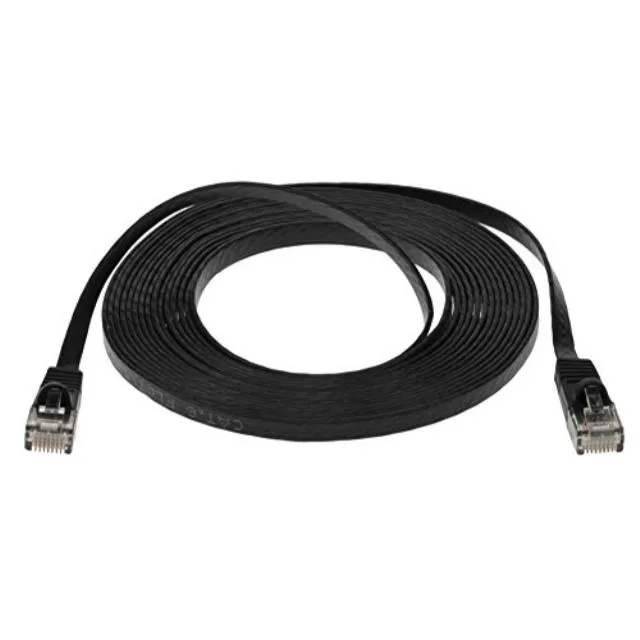 Black ultra-flat Cat6 Ethernet cable 25 ft 1.2 mm thick with gold RJ45 plugs
