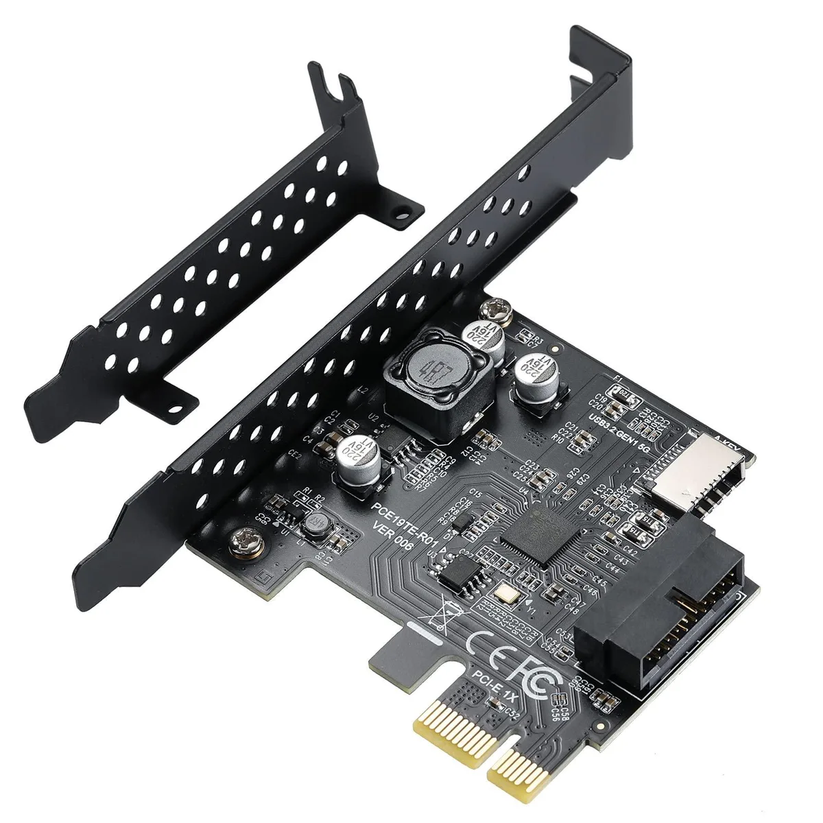 Vszerda Vszerda PCIe 1x to USB 3.2 Gen1 5Gbps Type-E 20-pin + USB 3.0 19-pin Expansion Card — product photo