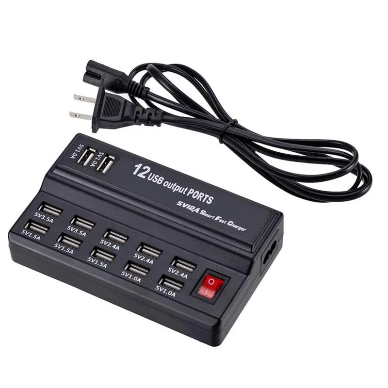 HAWEEL HAWEEL 12-port USB charger US plug 100-240V 5V 10A 1.2m cable — product photo