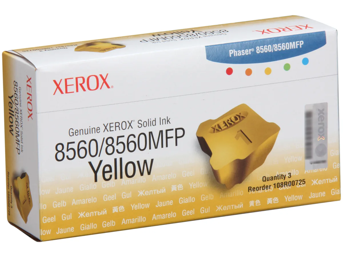 XEROX Xerox 108R00725 solid ink cartridges (genuine brands) yellow 3 pack 3400 pages — product photo