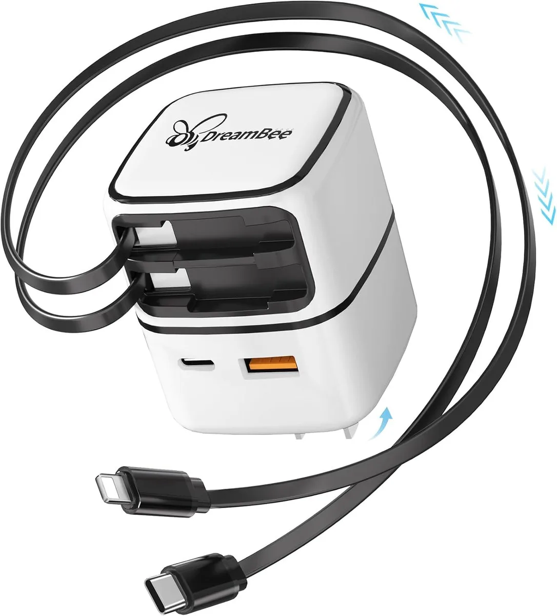ONITOON ONITOON 4-in-1 Retractable Wall Charger 35W Dual Cable 70cm — product photo