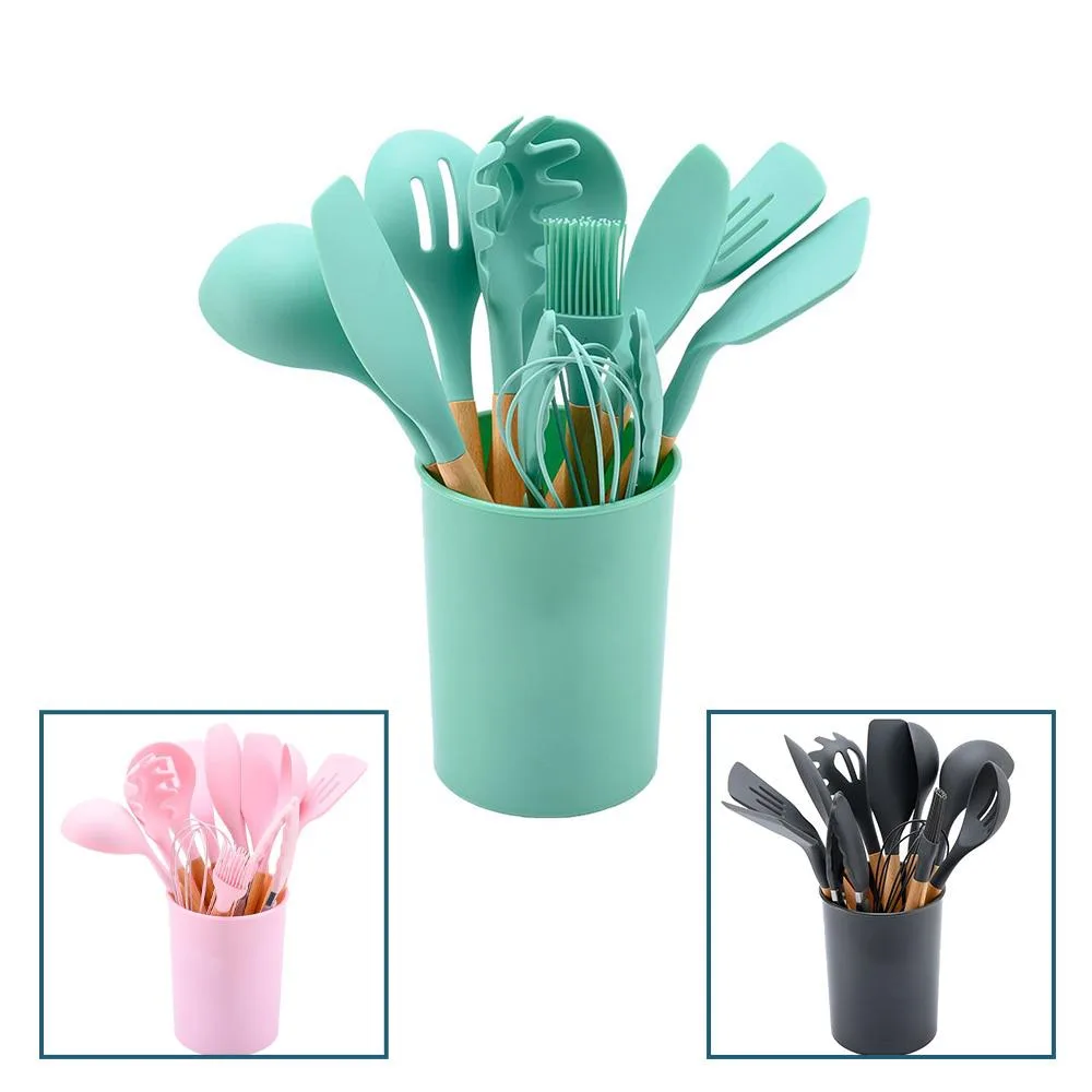 OUHE OUHE 12-piece Silicone Cooking Utensil Set Green — product photo