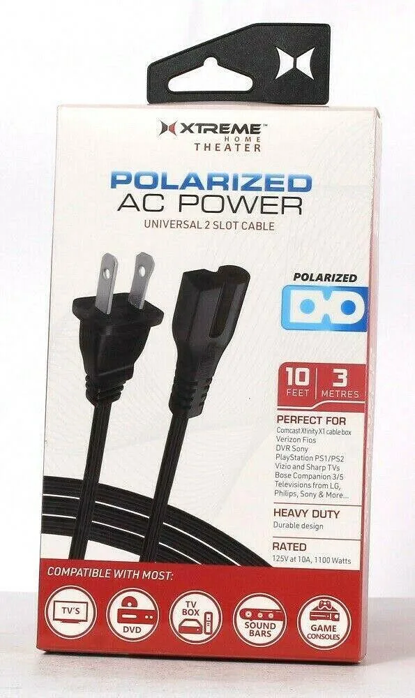  Polarized 10ft AC Power Cord 18 AWG — product photo