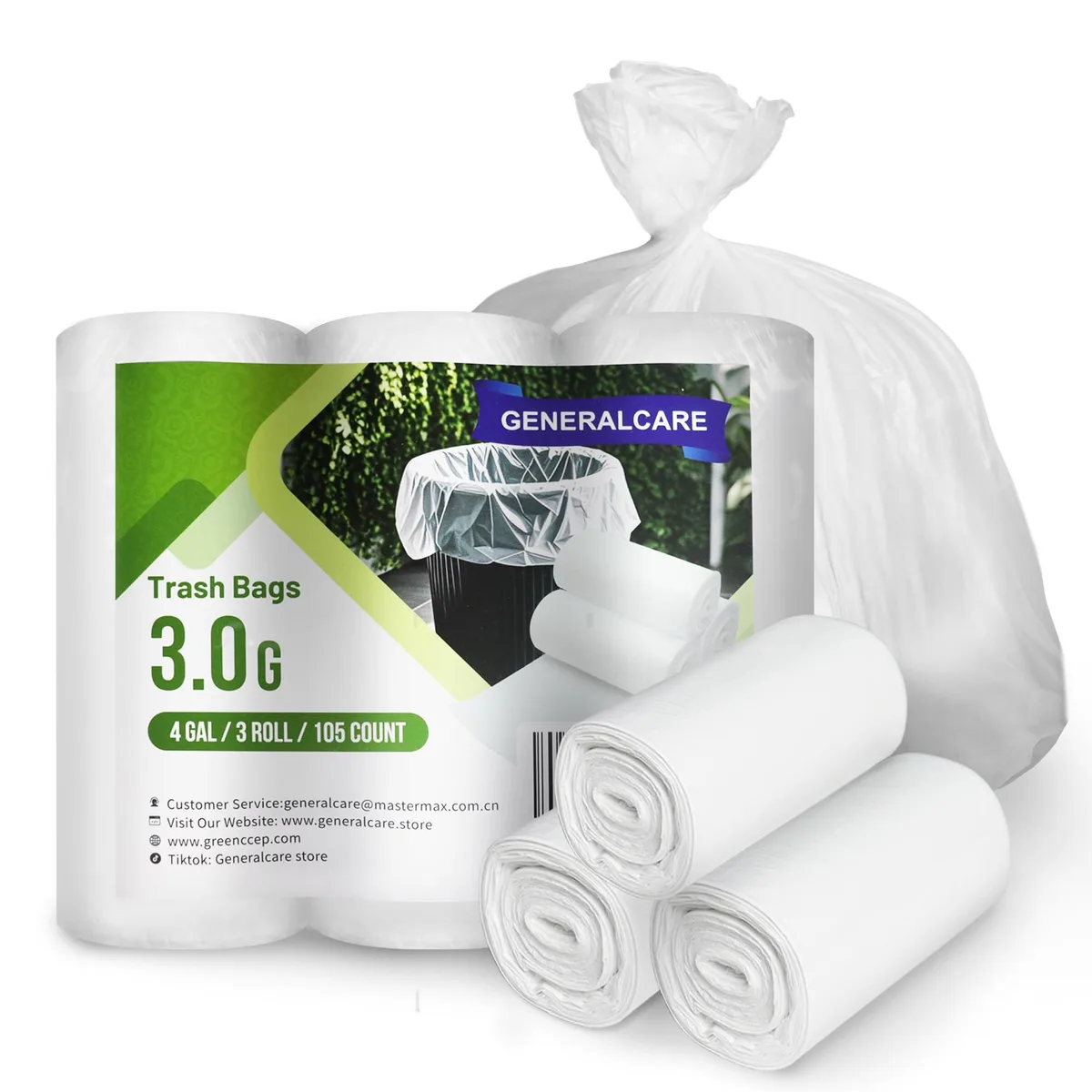  GENERALCARE 4Gal-3g-105 4 Gallon Trash Bags 105 Count — product photo