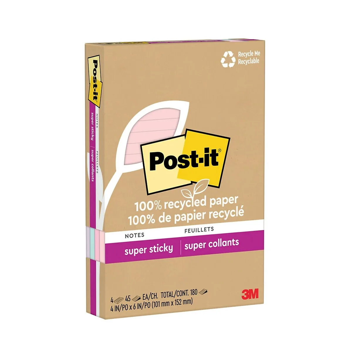 Four square pastel pads of lined sticky notes