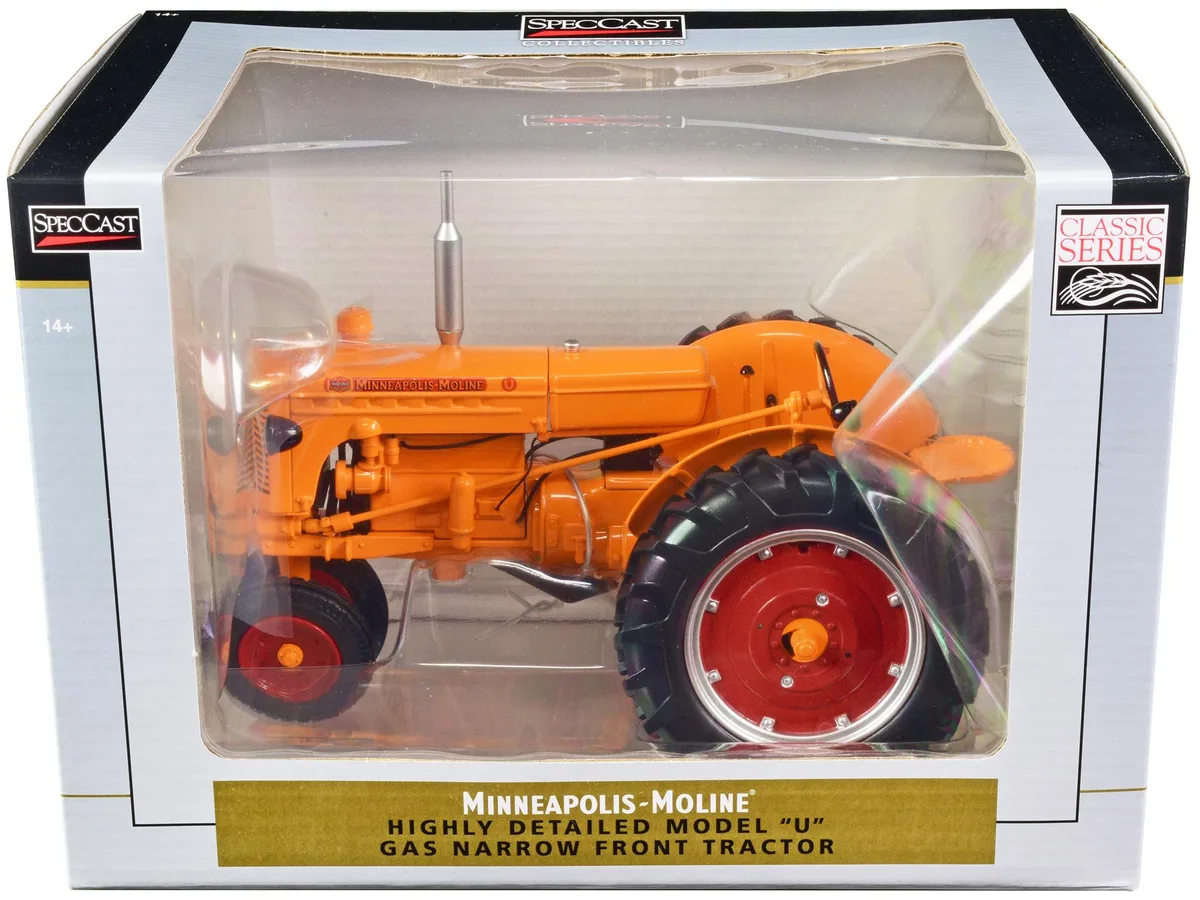 SpecCast Collectibles SpecCast Collectibles Minneapolis Moline Model U Narrow Front Tractor Orange Classic Series 1/16 Diecast Model — product photo