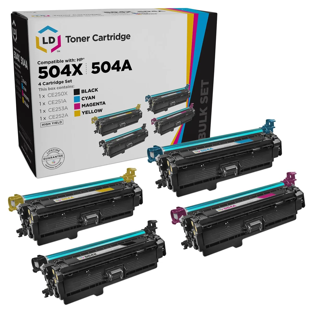 LD Products LD Products 504X 504A Toner Cartridge 4-Pack Black Cyan Magenta Yellow — product photo