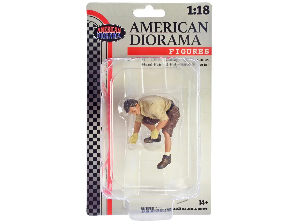 American Diorama American Diorama "4X4 Mechanic" Figure 2 with Board Accessory 1/18 Scale 2.5 Inches — product photo