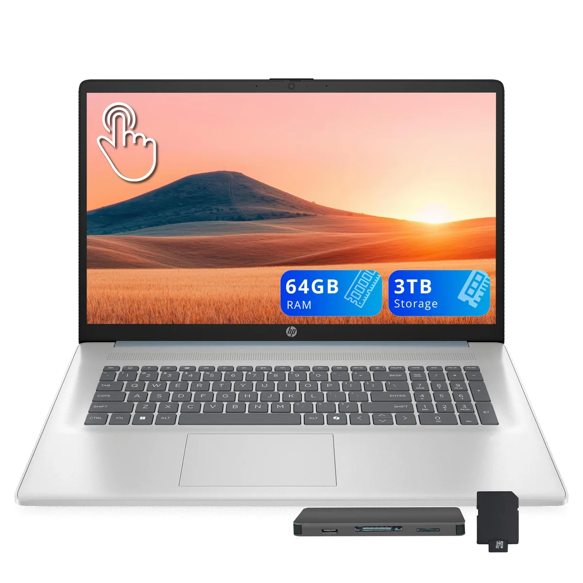 HP HP 17.3" HD+ Touchscreen Business Laptop Intel Ultra 7 255U 12-core 64GB 2TB SSD + 1TB Dock Blue — product photo