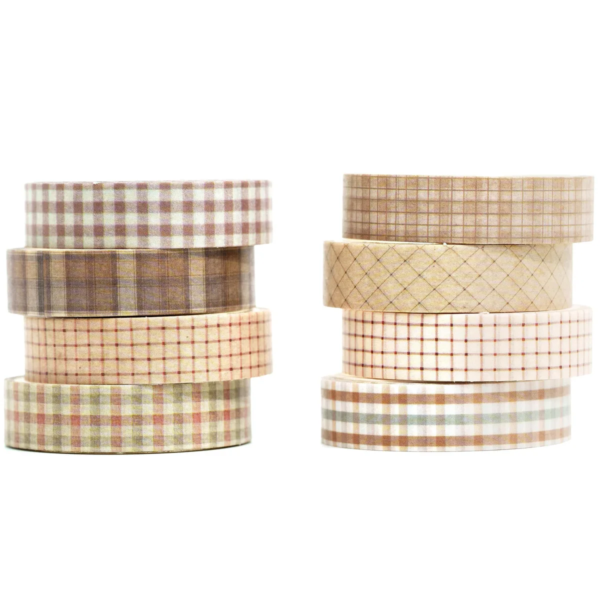 YUBX YUBX Washi Tape Set 8 Rolls Retro Plaid 10mm 3m — product photo