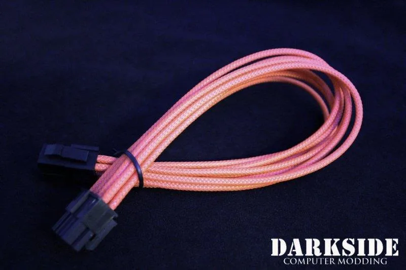 Darkside Computer Modding Darkside Computer Modding 4+4 EPS 12" HSL Single Braid Extension Cable Orange UV — product photo