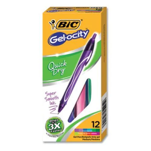 BIC BIC RGLCG11AST Gel-ocity Quick Dry Retractable Gel Pen 0.7mm Assorted Dozen — product photo