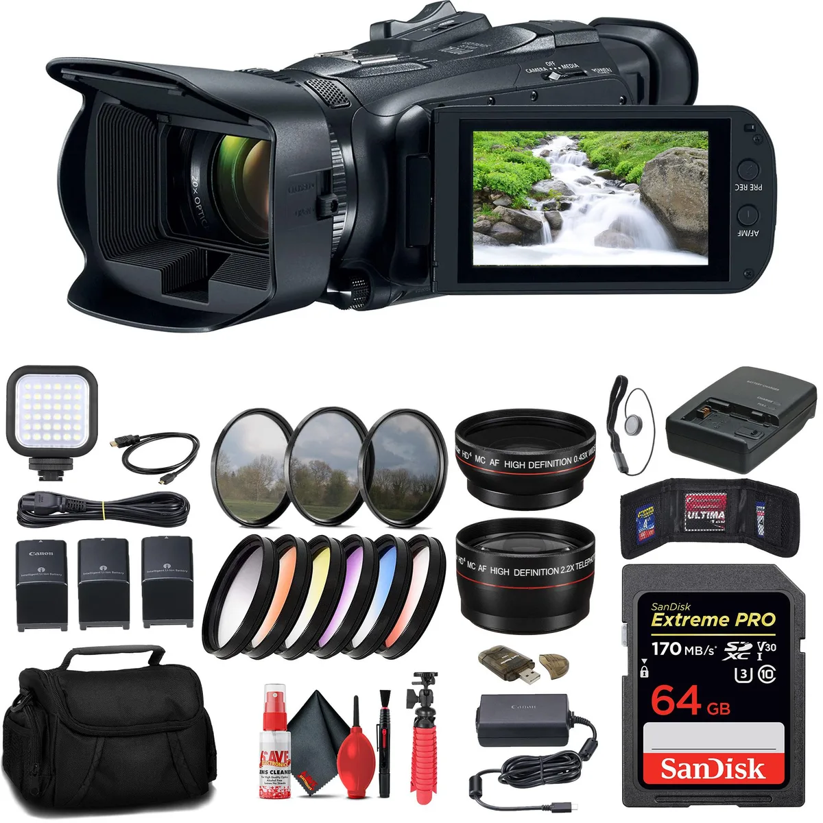Canon Canon Vixia HF G70 4K Camcorder Bundle with 64GB Card 2x BP828 — product photo