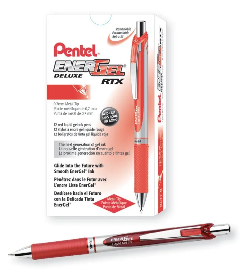 Pentel of America, Ltd. Pentel of America, Ltd. BL77BDZ .7mm Red Ink Gel Pen 12 Pack Educational Supply — product photo