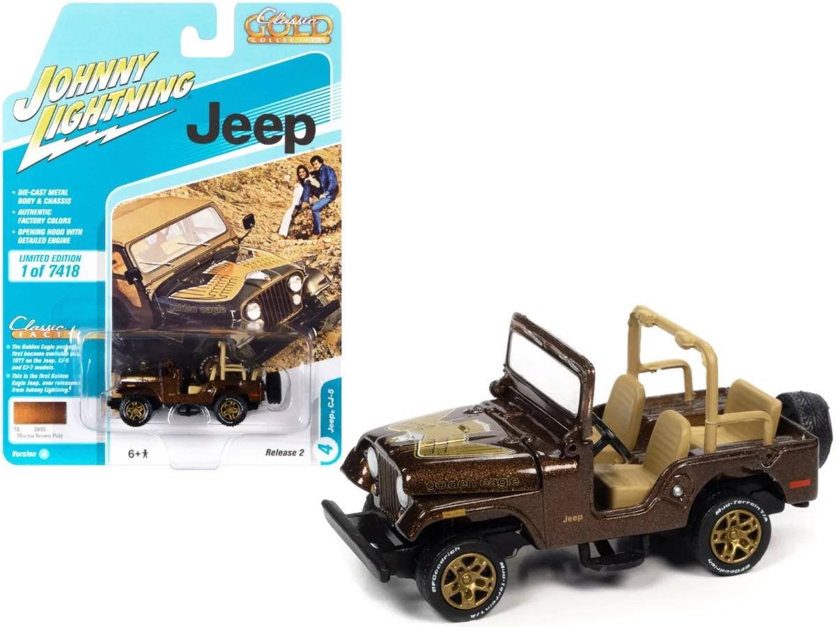 JOHNNY LIGHTNING JOHNNY LIGHTNING Jeep CJ-5 Mocha Brown Metallic Golden Eagle 1/64 Limited Edition 7418 hobby collectible — product photo