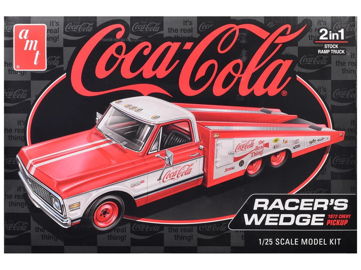 AMT AMT AMT1506 1/25 Scale 1972 Chevrolet Pickup Racer's Wedge 2-in-1 Coca-Cola Model Kit 148 Parts — product photo