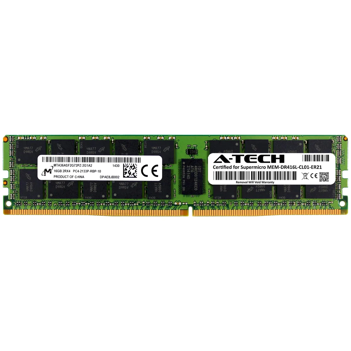 A-Tech A-Tech 16GB DDR4 2133MHz ECC Registered RDIMM 2Rx4 288-Pin Server Memory — product photo