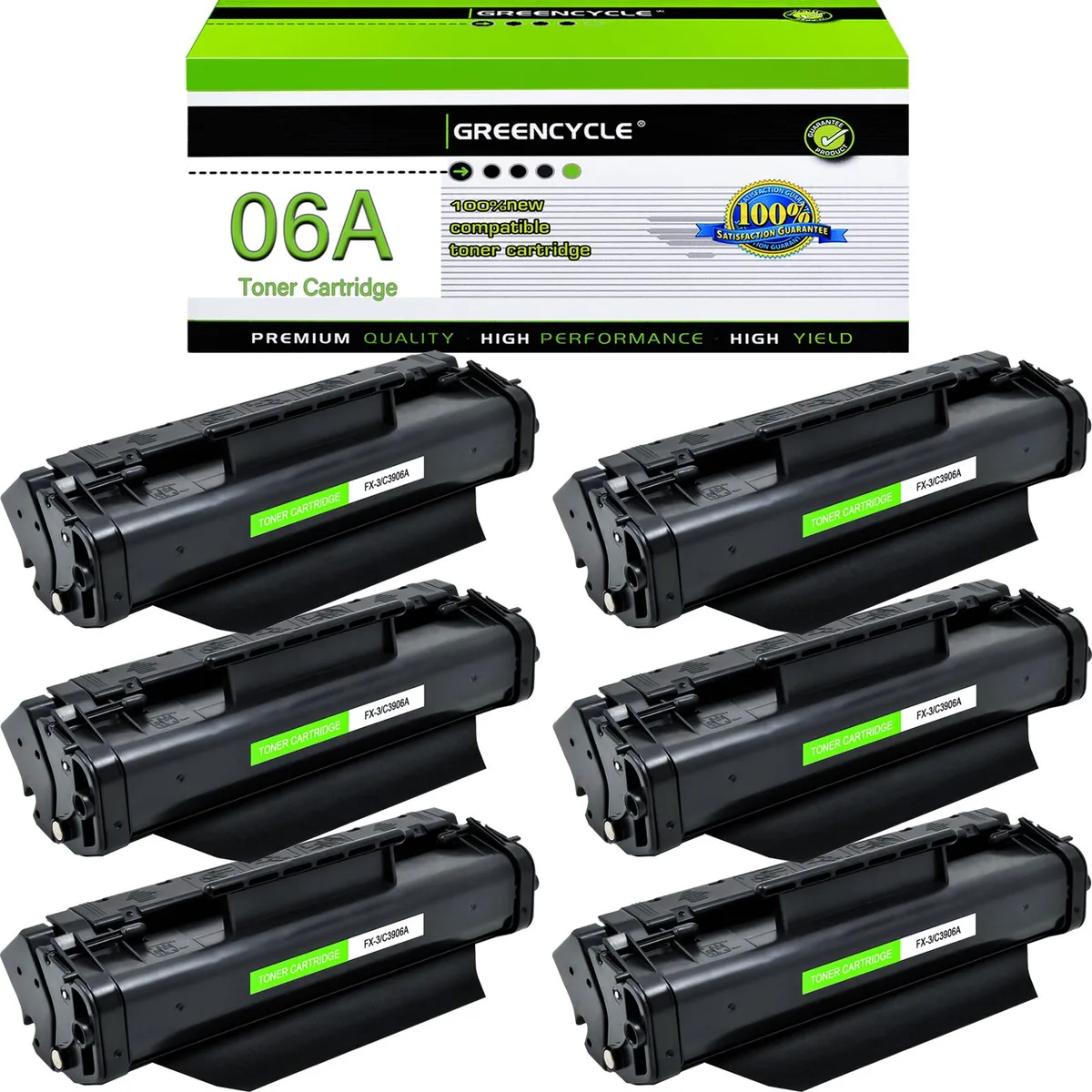 GREENCYCLE GREENCYCLE C3906A 06A compatible toner cartridge 6 pack — product photo