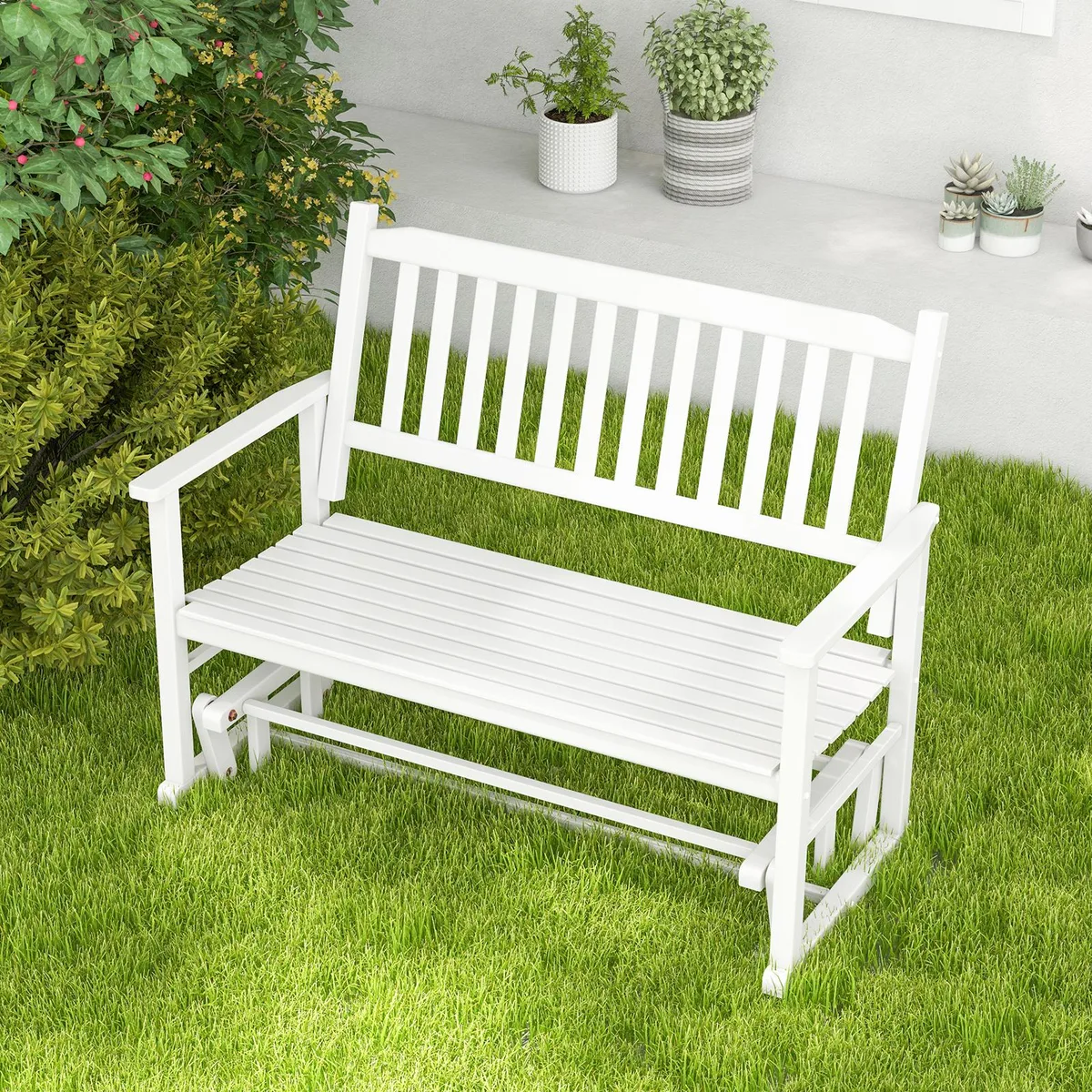 SlickBlue SlickBlue 2-Seat Outdoor Glider Bench White 50x27x39 in — product photo