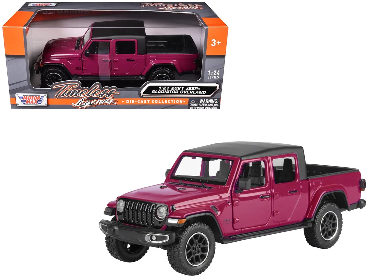 MOTORMAX MOTORMAX 2021 Jeep Gladiator Overland 1/27 Die-Cast Truck Purple Matt Black Top — product photo