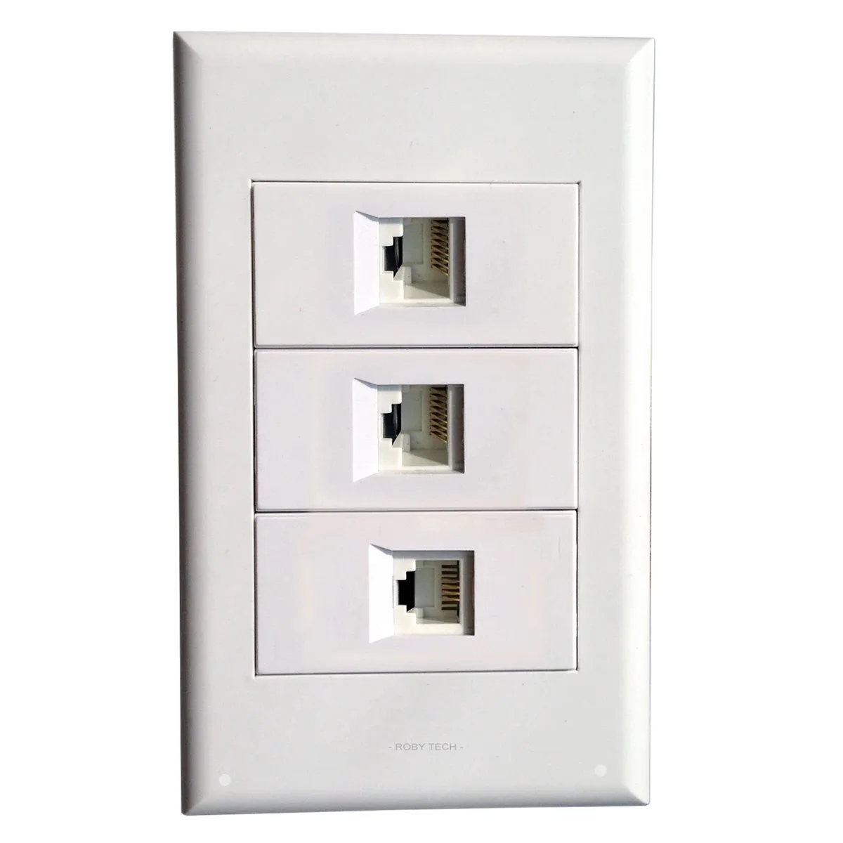 Roby Technology Co., Limited Roby Technology Co., Limited Wallplate RJ45+RJ45+RJ11 White 118x72mm video accessory — product photo