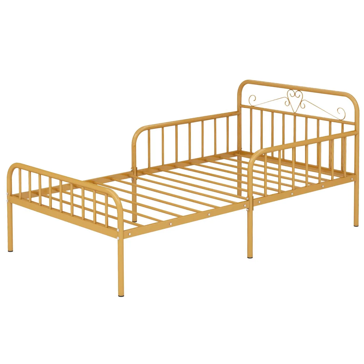 SlickBlue SlickBlue Twin Metal Bunk Bed Frame Gold with Headboard and Safety Guardrails 77x42x33.5in — product photo