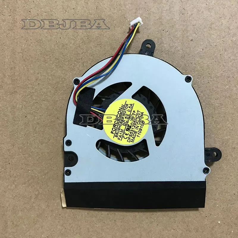 Replacement laptop cooling fan, black plastic frame, wire lead visible