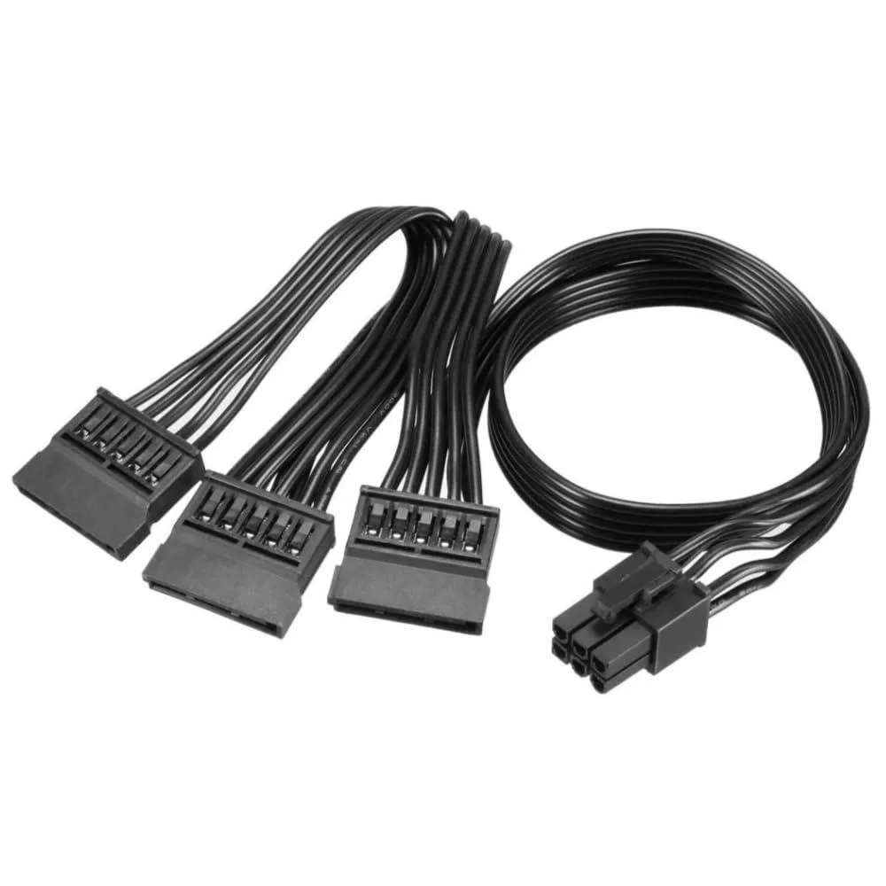 Vszerda Vszerda 6 Pin Male to 3X 15 Pin SATA Female Power Adapter Cable 20in — product photo