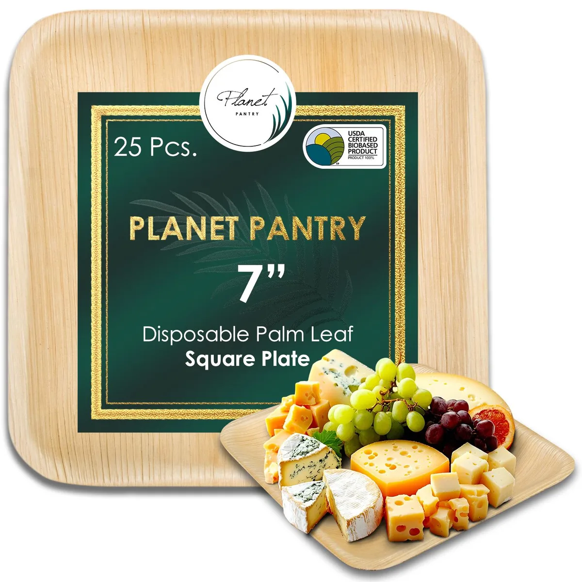 Planet Pantry Planet Pantry Disposable Palm Leaf 7" Square Plate 25 pcs — product photo