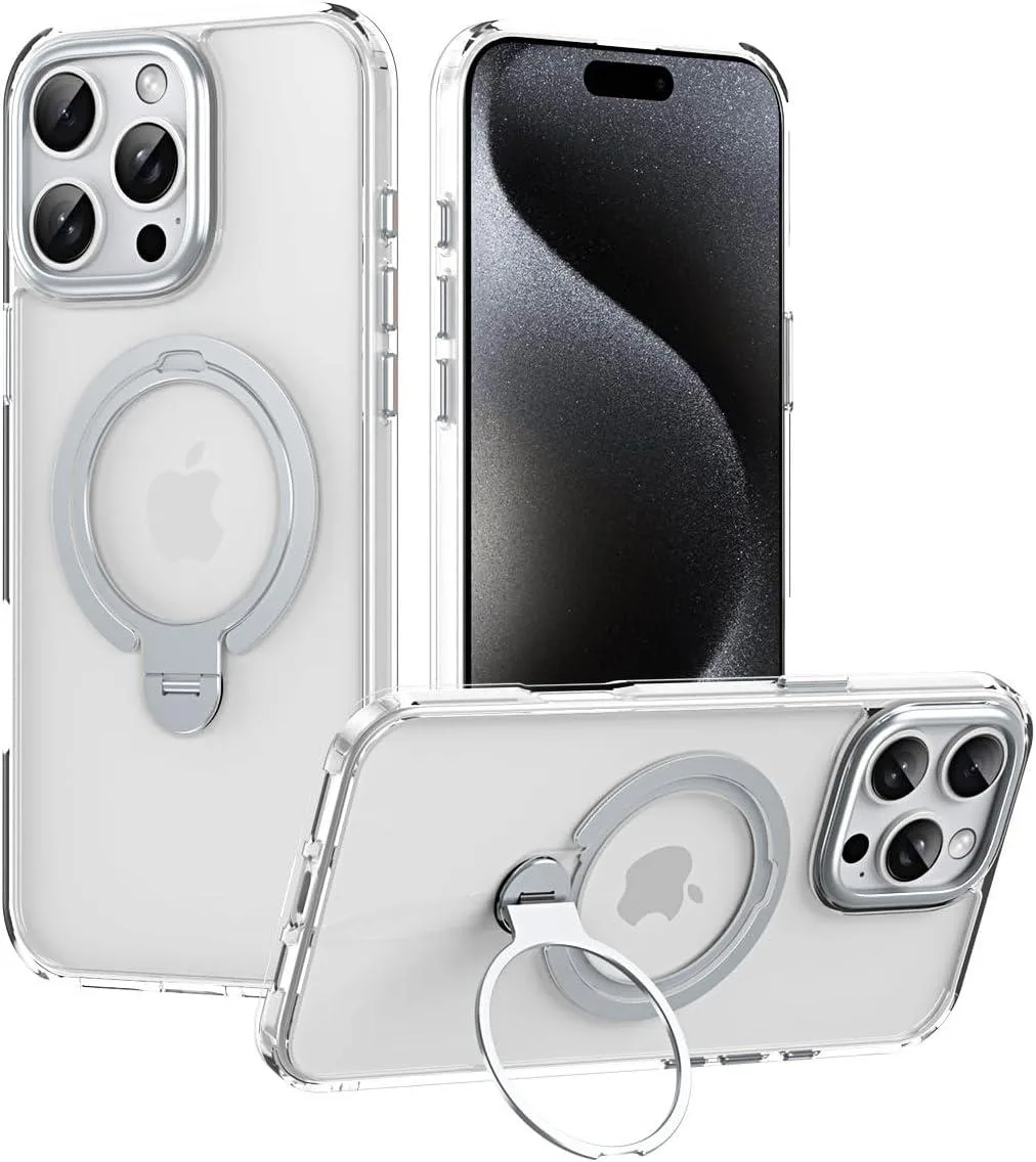 BONAEVER BONAEVER Magnetic Ring Case for iPhone 15 Pro Max 6.7 inch Clear — product photo