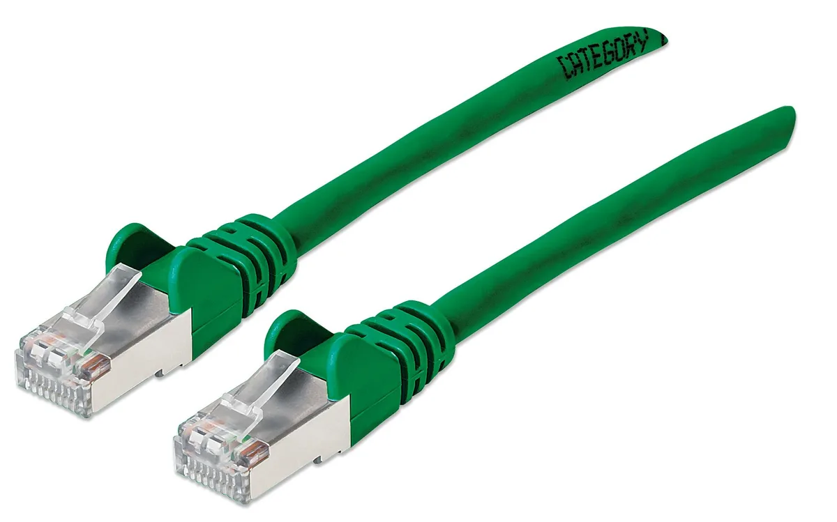 Intellinet Network Solutions Intellinet Cat6a S/FTP Ethernet Cable 14 ft Green 10G 500 MHz 26 AWG — product photo