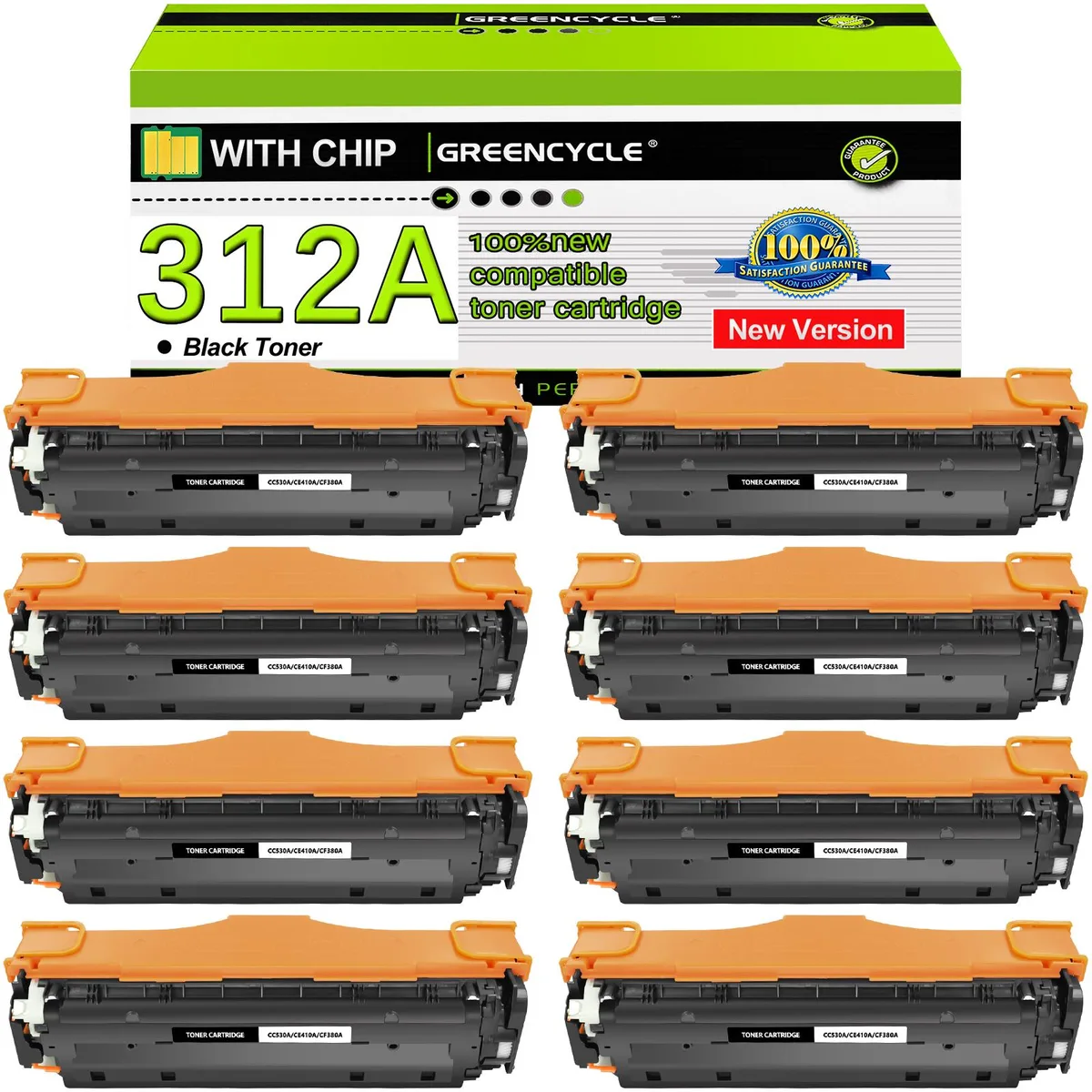 GREENCYCLE GREENCYCLE 312A CF380A Black Toner Cartridge 8 Pack — product photo