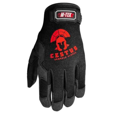 Pair of large synthetic leather palm work gloves with breathable foam back and adjustable wrist strap
