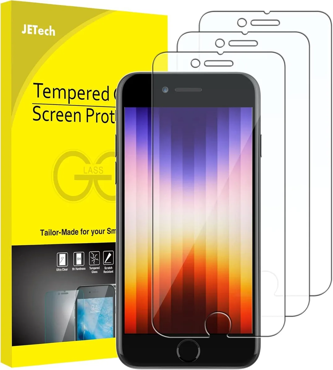 NuoTo NuoTo iPhone SE 2022 4.7-Inch Tempered Glass Cover 3-Pack .33 mm — product photo