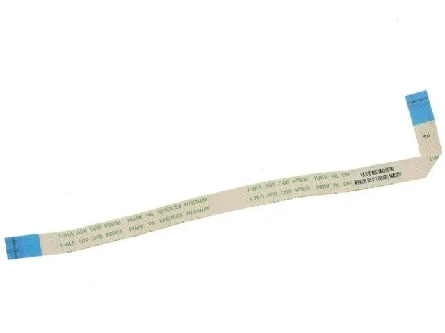 Flat beige ribbon cable with folded ends and gold contacts