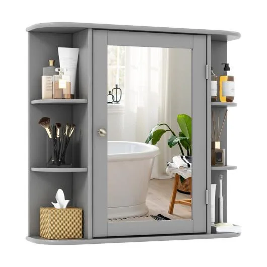 SlickBlue SlickBlue Bath Storage Cabinet with Mirror Gray 26 x 6.5 x 25 in — product photo