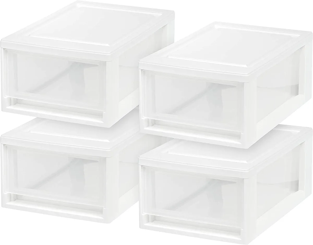 IRIS USA, INC. IRIS USA, INC. 6 Qt. Small Plastic Stacking Drawer 4 Pack White storage — product photo