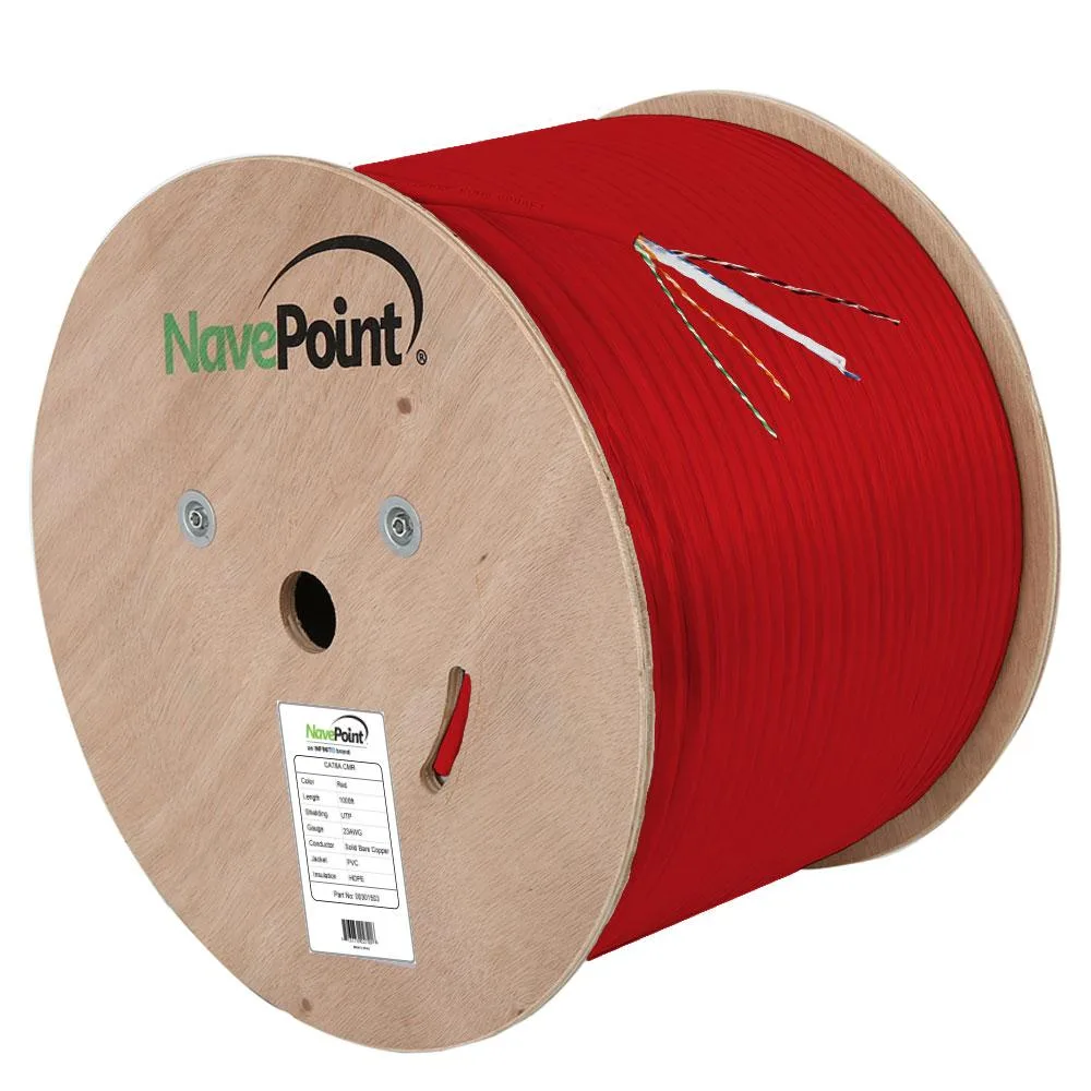 NavePoint NavePoint CAT6A Riser CMR 1000 Ft Red 23AWG 500 MHz network ethernet cable — product photo