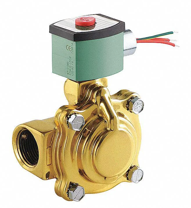 Brass solenoid valve, 1 inch pipe, normally closed, watertight coil